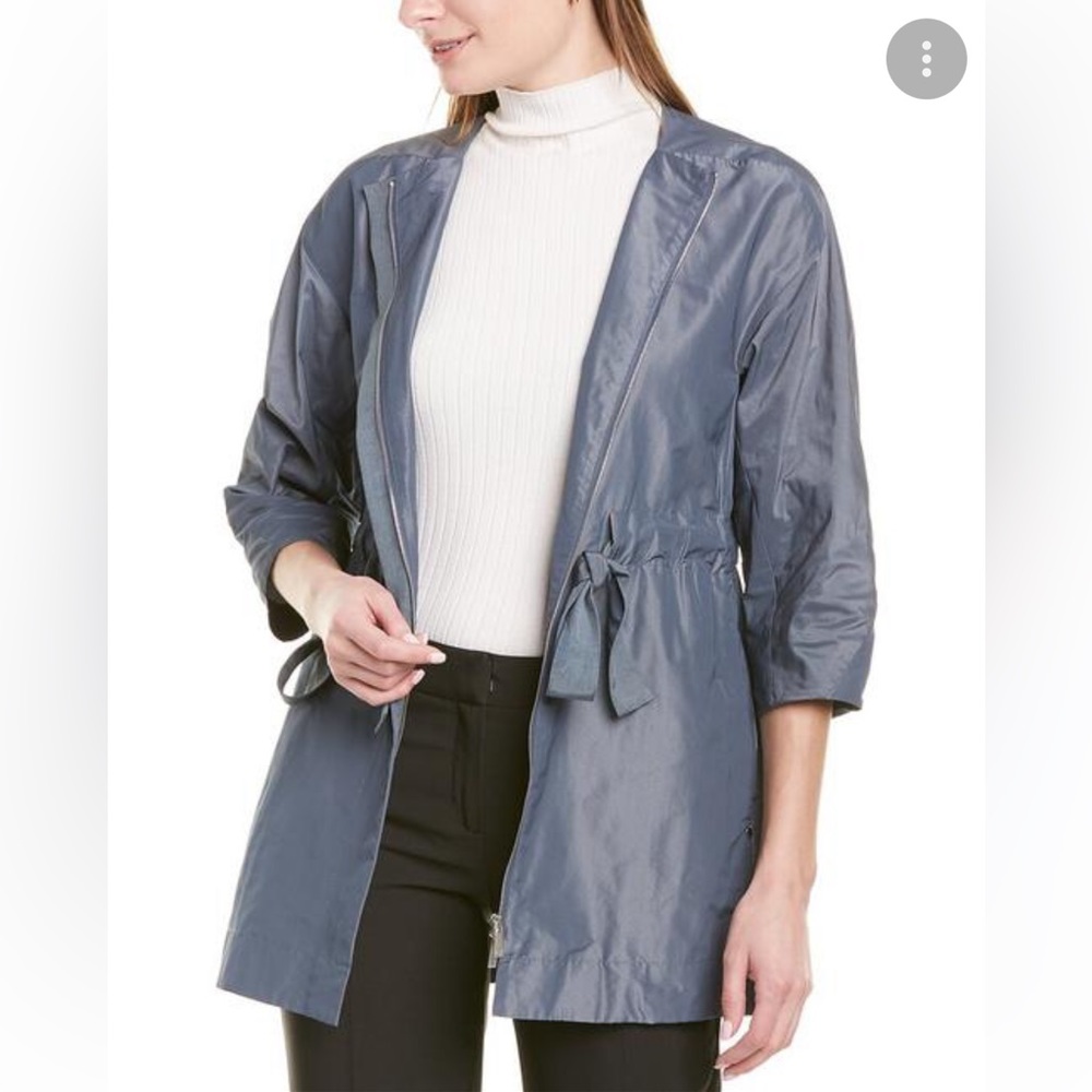 Lafayette 148 New York Stephania Women's  S Port Blue Metallic Drawstring Jacket